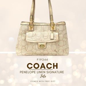 Coach Penelope Linen Metallic Signature